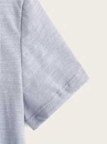 SHEIN Girls Cut Out Shoulder Knot Hem Top - Baby Blue - View 4