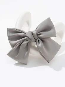Chiffon Bow Decor Hair Clip - Light Grey - View 3