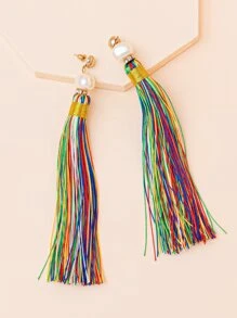 Tassel Drop Earrings - Multicolor - View 2