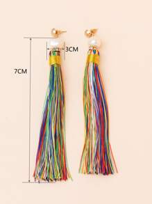 Tassel Drop Earrings - Multicolor - View 3