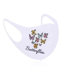 6 piezas Mascarilla letra y mariposa con estampado - Multicolor - Ver 3