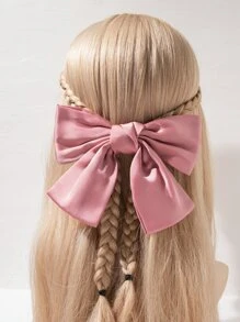 Chiffon Bow Decor Hair Clip Cute - Pink - View 1