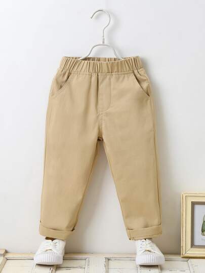 بنطلون بخصر مطاط بلون موحد للاولاد