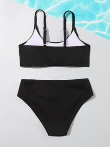 SHEIN Ensemble de bikini unicolore pour fille pré-ado, plage d'été