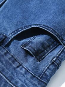 ROMWE MEN Guys Ripped Jeans - Blue - View 3