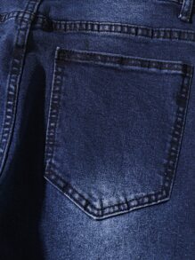 ROMWE MEN Quần Jeans Nam Bị tách màu trơn - Rửa tối - Xem 5