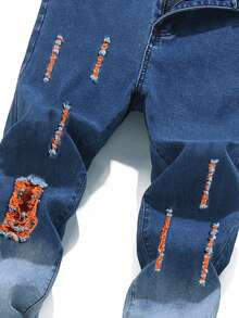 ROMWE MEN Guys Ripped Jeans - Blue - View 6