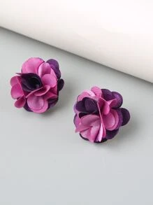 花朵裝飾耳釘 - 彩色 - 查看 1