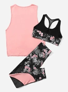 3pcs Tropical Print Sports Set