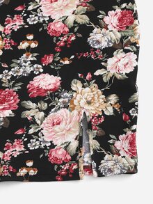 SHEIN Clasi Plus Off Shoulder Allover Floral Print Split Hem Dress - Multicolor - View 5
