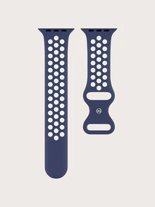 Color Block Eyelet Watchband Compatible With Apple Watch - Blue and White - View 3