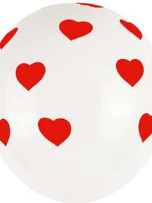 15 chiếc Bong bóng trang trí in hình trái tim - Đỏ và trắng - Xem 2