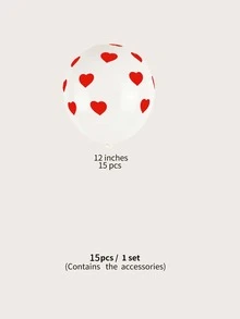15 chiếc Bong bóng trang trí in hình trái tim - Đỏ và trắng - Xem 3