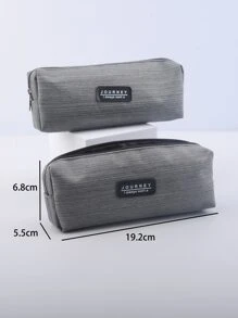 1pc Slogan Graphic Pencil Case - Xám - Xem 5