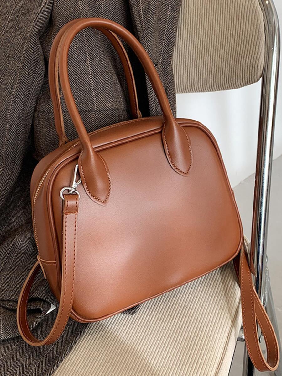 Waterproof,Lightweight,Business Casual Minimalist Double Handle Tote Bag Vintage For Teen Girls Women College Students,Rookies & White-collar Workers Perfect for Office,College,Work ,Business,Commute - Brown - View 1