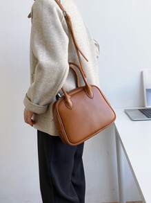 Waterproof,Lightweight,Business Casual Minimalist Double Handle Tote Bag Vintage For Teen Girls Women College Students,Rookies & White-collar Workers Perfect for Office,College,Work ,Business,Commute - Brown - View 3