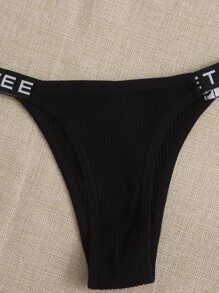 Yoga 3packs Letter Tape Rib Sexy Thongs Sports - Multicolor - View 3