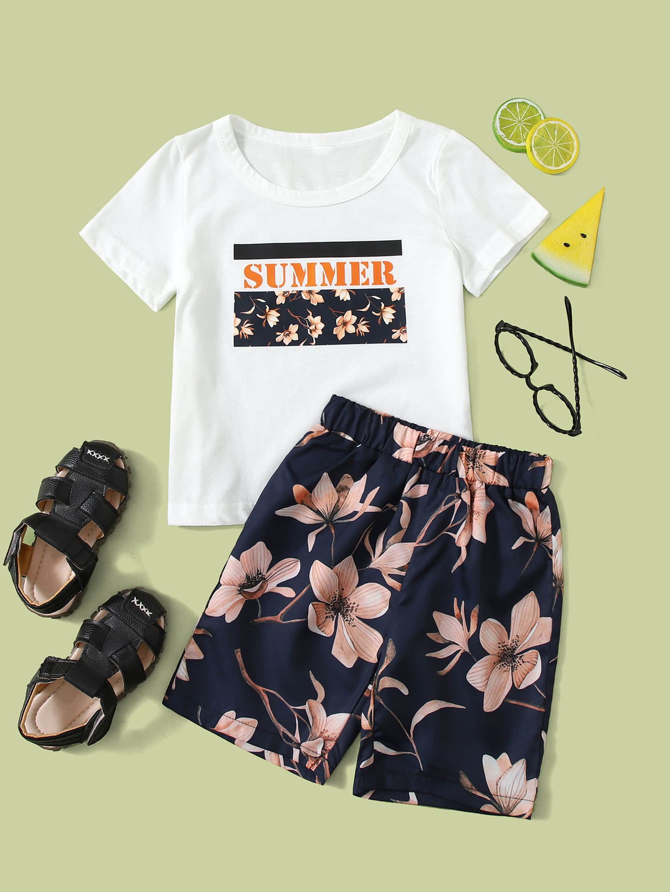 Bộ thời trang bé trai Hoa Lá thư Boho - Nhiều màu - Xem 1