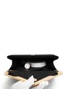 European And American Style Chain Crossbody Bag With Metal V Design, Suitable For Evening Party, Wedding, And Prom - Black - View 5