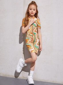 SHEIN Đầm Gái Dây kéo Đá hoa Ăn mặc đẹp - Nhiều màu - Xem 1