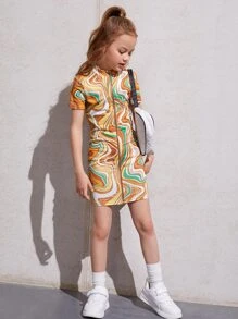 SHEIN Đầm Gái Dây kéo Đá hoa Ăn mặc đẹp - Nhiều màu - Xem 3