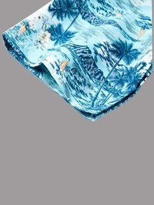 Hombres Camisa barco & con estampado de árbol de coco con botón