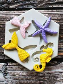 1入組魚尾巴和大海馬設計糖果模具 - 灰色 - 查看 1