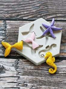 1入組魚尾巴和大海馬設計糖果模具 - 灰色 - 查看 2