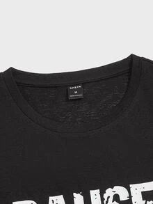 Manfinity Tops Nam Slogan Giải trí - màu đen - Xem 4