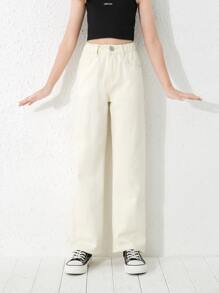 Girls Jeans Plain - Aprikot - View 1