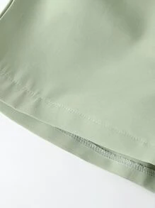 小女童翻蓋細節襯衫和短褲 - 薄荷綠 - 查看 3