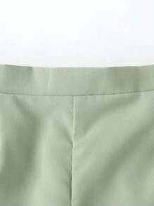 小女童翻蓋細節襯衫和短褲 - 薄荷綠 - 查看 4