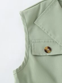 小女童翻蓋細節襯衫和短褲 - 薄荷綠 - 查看 5
