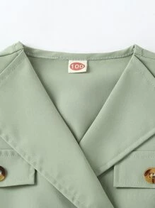 小女童翻蓋細節襯衫和短褲 - 薄荷綠 - 查看 7