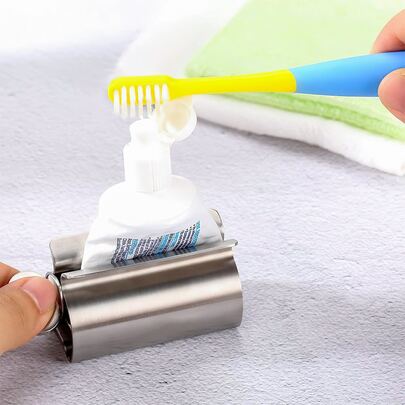 1 件不锈钢牙膏挤压器，省力、耐用、易于分配和清洁，适用于家庭和个人厨房、浴室台面家居浴室装饰秋季装饰返校