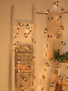 1pc 10-Light 2m Black Oil Lamp, Room/Dorm Decor Atmosphere Romantic Vintage Kerosene Lamp String Light, Holiday Decoration - Yellow - View 3