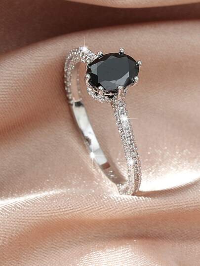 Cubic Zirconia Decor Ring For Women For Party Banquet Wedding