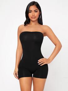SHEIN PETITE Backless Tube Unitard Romper