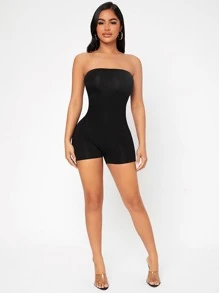 SHEIN PETITE Backless Tube Unitard Romper