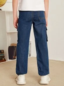 SHEIN Boys Flap Pocket Cargo Jeans