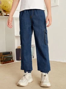 SHEIN Boys Flap Pocket Cargo Jeans