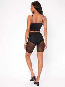 SHEIN Tall Quần tất nữ cắt màu trơn Gợi cảm - màu đen - Xem 6