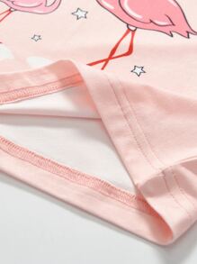 Young Girl Letter & Flamingo Print Sleep Tee & Sleep Shorts