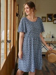 SHEIN Unity Đầm Plus Size Buộc lại Họa tiết hoa Boho - Nhiều màu - Xem 3