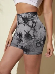 Easithlete High Stretch Tie Dye Print Seamless Breathable Softness Sports Shorts Stretchy Shorts - Multicolor - View 5