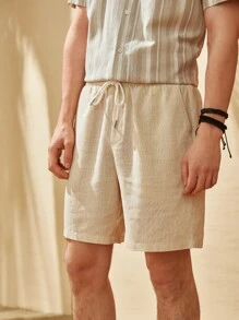 Manfinity NXTstreet Nam Chất rắn Quần short dây kéo - Màu Khaki - Xem 3