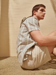 Manfinity NXTstreet Nam Chất rắn Quần short dây kéo - Màu Khaki - Xem 7