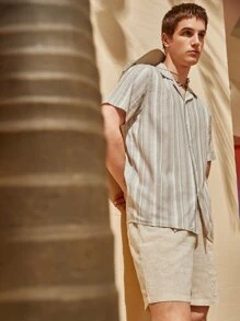 Manfinity NXTstreet Nam Chất rắn Quần short dây kéo - Màu Khaki - Xem 8