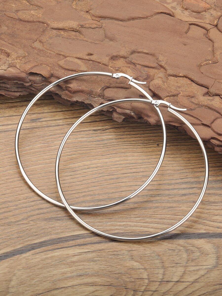 1pc Minimalist Hoop Earrings, Stainless Steel Jewelry