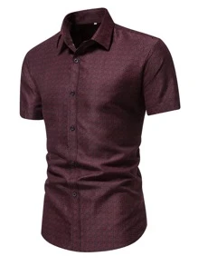 Manfinity Mode Men Allover Print Shirt - Burgundy - View 1